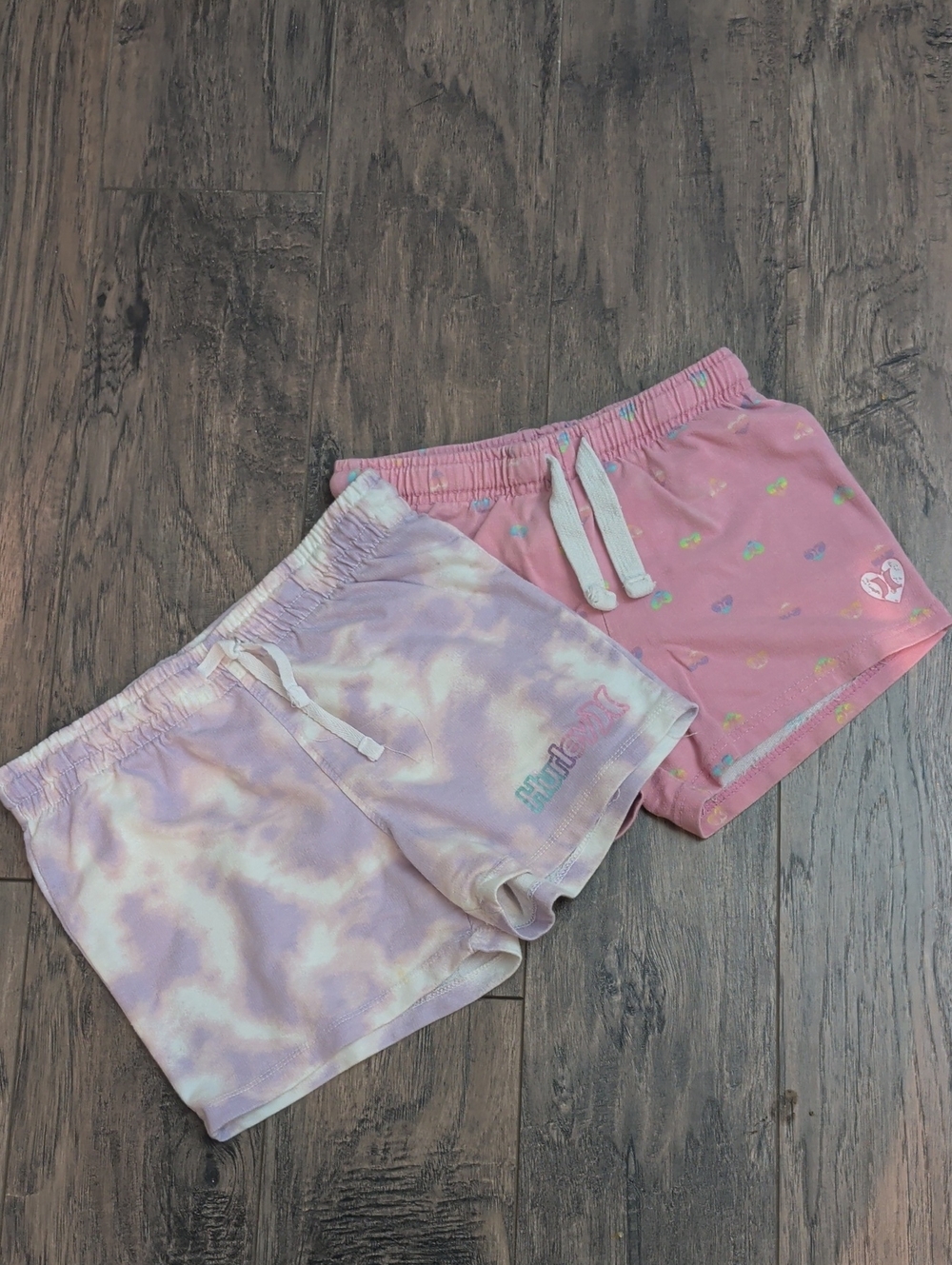 Hurley Girls Pink Tie-Dye & Heart Print Shorts Set